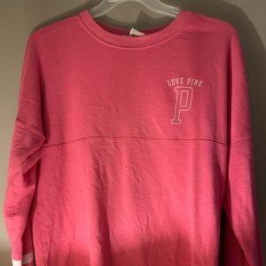 PINK VICTORIA SECRET PINK AND WHITE LONG SLEEVE SHIRT